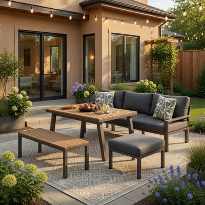 Creëer een luxe en comfortabele buitenruimte met deze hoogwaardige loungeset voor 6-7 personen van Laura. Deze complete tuinset is ontworpen voor ultiem ontspanning en functionaliteit en vormt de perfecte aanvulling op je terras, balkon of tuin.