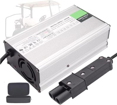 Golfkar Acculader - Accu Oplader - Accu Opladen - Intelligente Druppellader - 48V 17A - Zilver