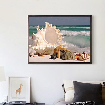Diamant broderie coquillage sur plage point de croix plein carré diamant peinture autocollant bricolage peinture 20X30CM gray