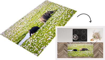 Keukenloper - Loper keuken - Olifanten wandelend door het waterveld met planten - 120x60 cm - Keukenloper vinyl