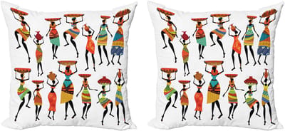 ABAKUHAUS Tribal Decoratieve Kussenhoes 2-pack, Dames, 60x60 cm, meerkleurig