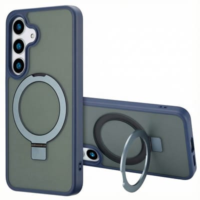 Accezz Hoesje - Geschikt voor Samsung Galaxy S25 Plus - Ring Stand Backcover met Magnetische Ring - Blauw