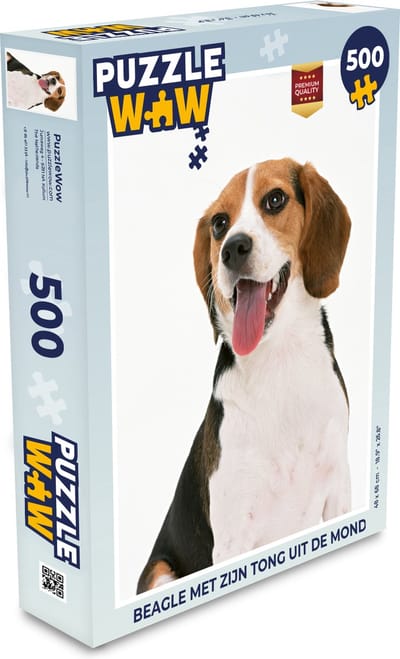 Puzzel Beagle met zijn tong uit de mond - Legpuzzel - Puzzel 500 stukjes