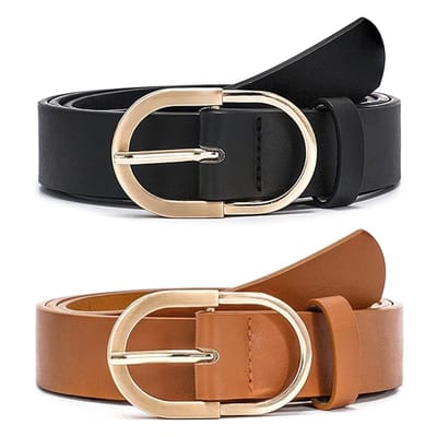 QTTVBTNA - Dames Riem - PU Leren - Stijlvol Tailleband - Verstelbaar - Voor Broek, Jurk, Jasje - Zwart/Bruin - 103 cm - 2 Stuks
