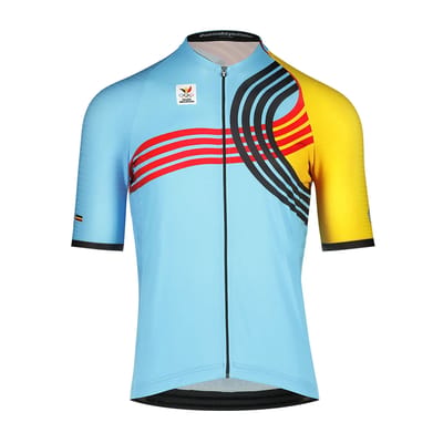 BIORACER Officieel Team Belgium - Icon Fietsshirt Zomer - Heren - Blauw - Olympische Editie - Korte Mouw - Ademend - Maat S