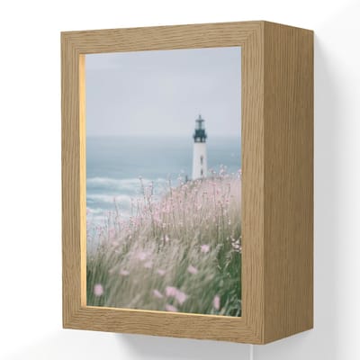 Wandlamp 15x20 cm - Oplaadbaar - Vuurtoren - Klif - Zee - Bloemen - Wandlampen binnen woonkamer - Slaapkamer lamp met kabel - Decoratieve nachtlamp - Vloerlamp snoer