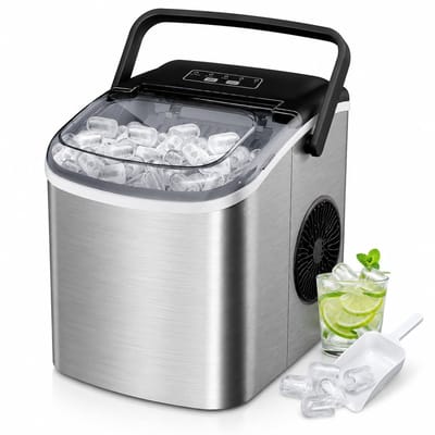Roestvrijstalen ijsblokjesmachine met handvat - 9 ijsblokjes in 6 minuten - zelfreiniging - 12kg