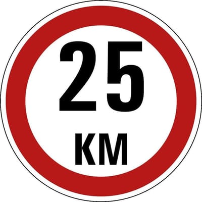 Maximaal 25 km sticker, A1 100 mm