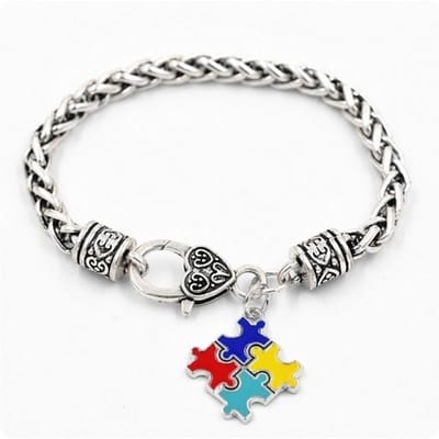 Geometrisch Verfijnd Druipolie Puzzel Armband Grove Twijst Autisme Armband Dames Mode Persoonlijkheid Metaal Puzzel Armband 17cm zilver
