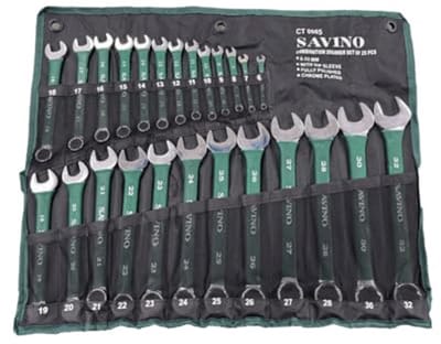 25-delige groene dip-combinatiesleutelset - 6 mm tot 32 mm, veelzijdige en duurzame sleutelset voor doe-het-zelf en industrieel gebruik