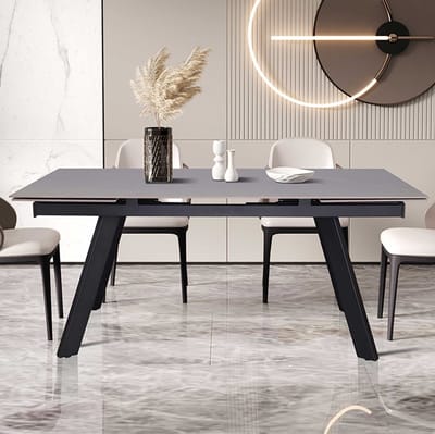 Uitschuifbare tafel 'Hera' 160-240 cm Rechthoekig Steen Grijs