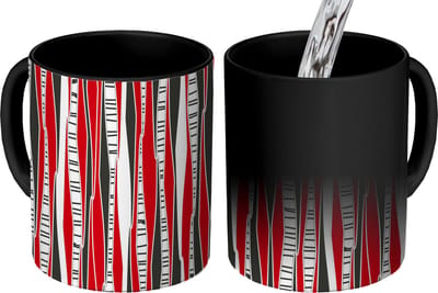 Magische Mok - Foto op Warmte Mokken - Koffiemok - Rood - Patronen - Boom - Magic Mok - Beker - 350 ML - Theemok
