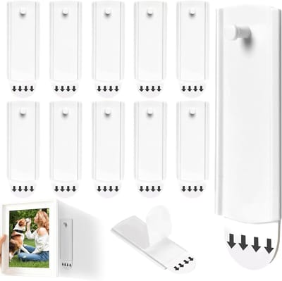 Set van 10 Verwijderbare Plakhaken voor Foto's, Decoraties en Prikborden - Ideaal voor Muurdecoratie en Organisatie (4.3 × 8 cm)