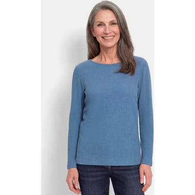 Jersey shirt in crêpelook - blauw - Gr. 19 van Goldner Fashion