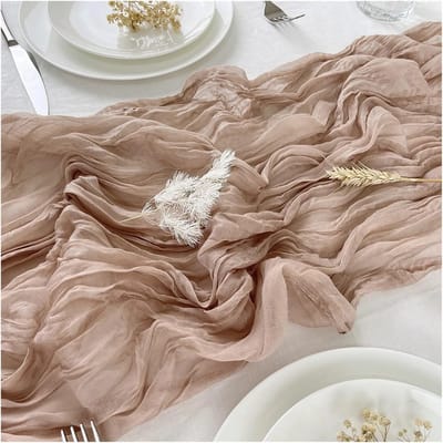 Tafelloper Gaas - Tafeldecoratie Stof - Feestelijke Decoratie - Rustiek Elegante Look - 6 Stuks 50x50cm - Salie