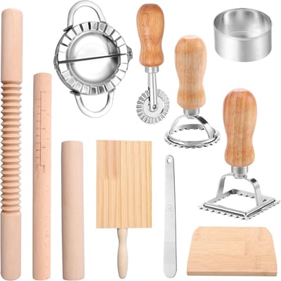 Famanu – 11-delige pasta en dumpling gereedschapset met snijders en rollers