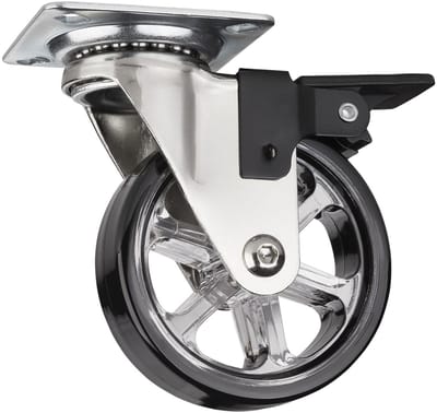 Decoratief design meubelwiel RAPID wielen Ø 75 mm zwart met rem, draagvermogen 35 kg, hoogte 97 mm, zwenkwiel van SOTECH
