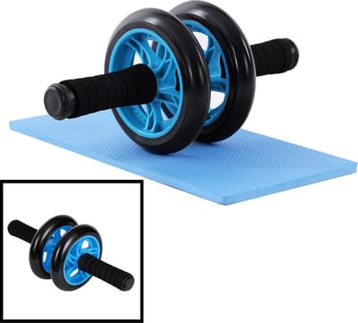 Ab Wheel - AB Roller - Wiel voor buikspieren - Trainingswiel - Incusief fitness Mat - Buikspier trainer - Wiel - Blauw