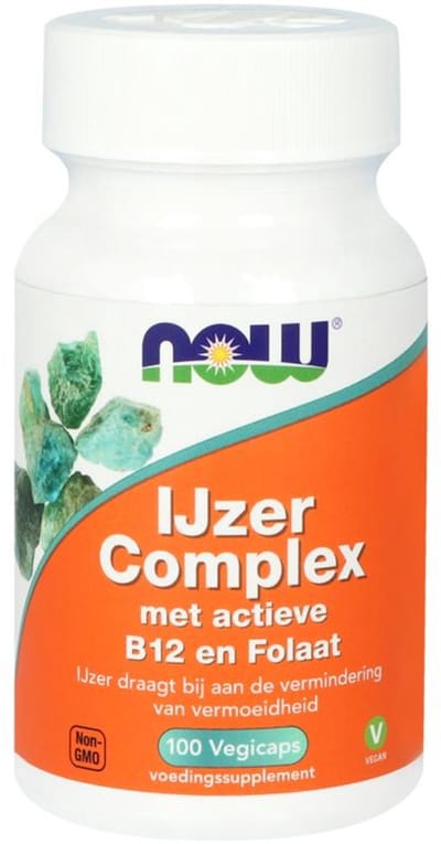 NOW  IJzer complex met actieve B12 en Folaat - 100 vcaps