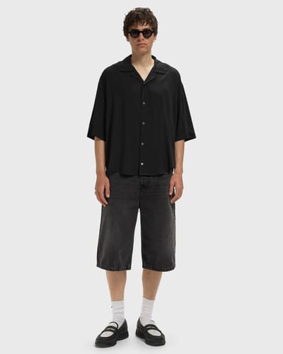 SHORT SLEEVE BOXY SHIRT WITH CAMP COLLAR AND EMBROIDERED Ami Paris