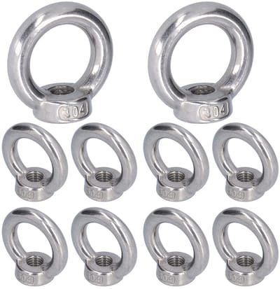 Dailygoods- Hijsoogmoer Roestvrij Staal - 10 Stuks - Schroefdraadmoer - Ringvorm - Technische Kranen - Hooggepolijst - Oogmoer
