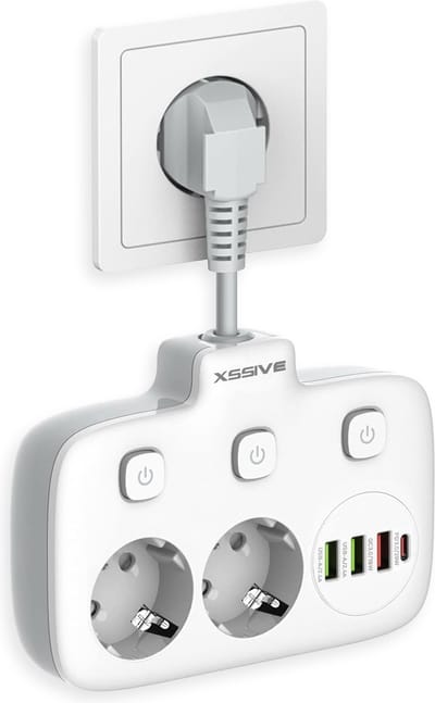 Stekkerdoos met USB - Verdeelstekker - 20W Snellader USB C - Stopcontact Splitter - Stekkerdoos met Schakelaar - Verdeeldoos met Kabel -