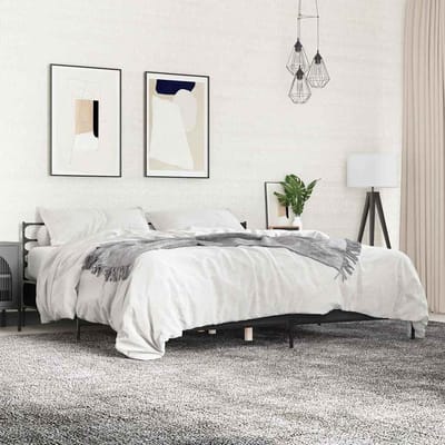 vidaXL - Bedframe - bewerkt - hout - metaal - zwart - 200x200 - cm