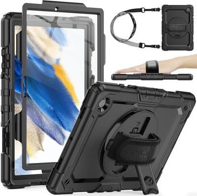 Duurzame beschermcase voor 10.5 inch tablet met screen protector, penhouder en 360 graden draaibare handriem, schokbestendig en veelzijdig voor Samsung Galaxy Tab A8 2022
