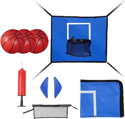 Trampoline Basketbal Set - Springkussen Basketbal Sport Net - Buiten Spelen - Compleet Met Ballen - 49x36cm - Zwart
