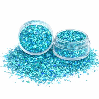 GlittersXL® Chunky Glitters (Turquoise) voor Lichaam en Gezicht - Biologisch Afbreekbaar Festival Glitters - Face & Body Jewels Make-up - Glittergel Tattoo - Carnaval Feest Dames Vrouwen