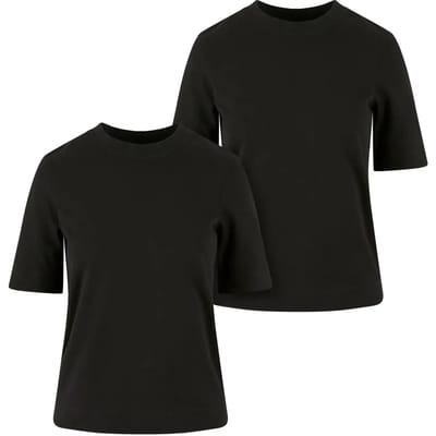 Urban Classics - Classy 2-Pack Dames T-shirt - XS - Zwart/Zwart