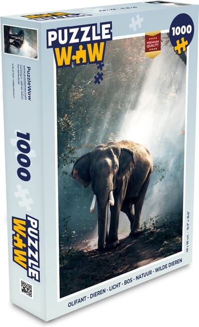 Puzzel Olifant - Dieren - Licht - Bos - Natuur - Wilde dieren - Legpuzzel - Puzzel 1000 stukjes volwassenen