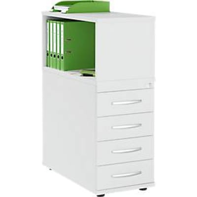 Schäfer Shop Select LOGIN aanbouwdeel, met bovenblad, 4 laden, B 409 x D 800 x H 1120 mm, hout, afsluitbaar, lichtgrijs/lichtgrijs