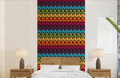 Behang - Fotobehang Haakpatronen - Retro - Regenboog - Breedte 120 cm x hoogte 240 cm