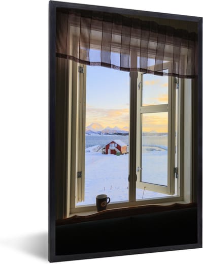 Fotolijst incl. Poster - Uitzicht op een sneeuwlandschap - 80x120 cm - Posterlijst