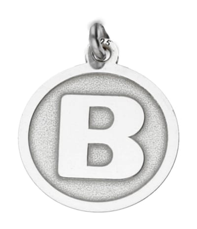Zilveren Letter B rond mat en glans kettinghanger