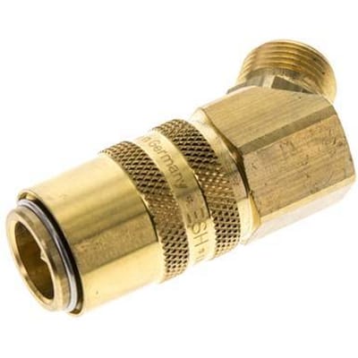 Messing DN 9 Tempereerkoppeling Snelkoppeling G 3/8 inch Buitendraad Dubbele afsluiting 45-deg