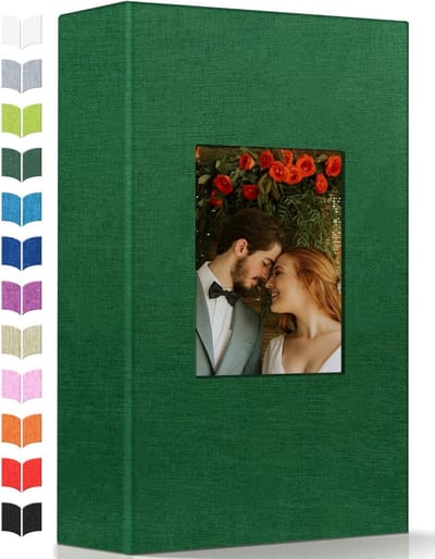 Fotoalbum met 300 Vakken - Insteekalbum Geheugenboek - Foto's Opbergen - Linnen Omslag Voorvenster - 300 Foto's 4x6 - Wit