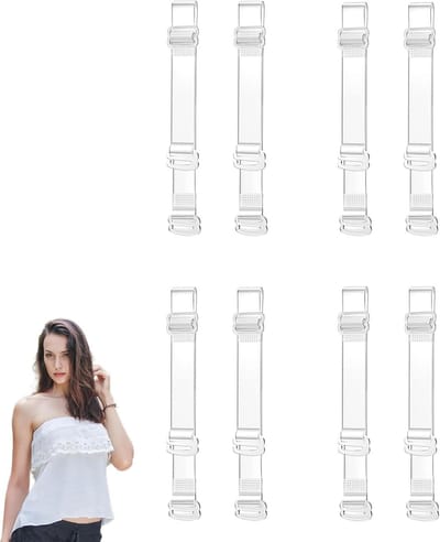 4 Paar Transparante Onzichtbare BH-Haakjes, Verstelbare en Antislip Straps voor Dames en Meisjes, Ideaal voor Strapless BH's en Zomerse Feestjes