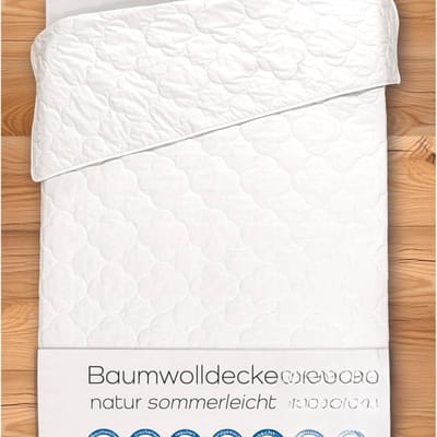 Famanu - Katoenen dekbed 135 x 200 cm, 550 g vulgewicht, warmteklasse licht, Oeko-Tex 100 – Wit