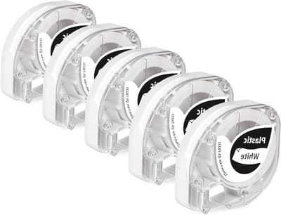 12mm x 4m Witte Label Tape voor P12 en LT-100H LT-110T Plus - Plastic, Zwart op Wit, Ideaal voor Labelen en Organiseren
