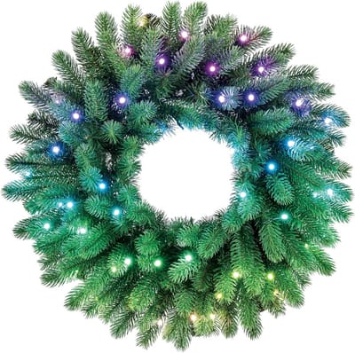 Kerstkrans Voorverlicht - Kunstmatige Krans - Kerstdecoratie Maken - App Bediening - 60cm Diameter - RGB Kleuren