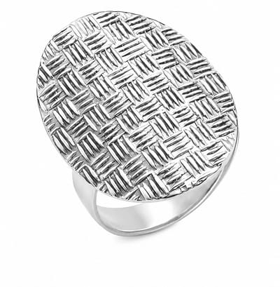 Mbrace Zilveren Ring Dames - Statement Ring met Gevlochten Structuur - 925 Sterling Zilver - Grote Ovale Schijfring - Maat 16.25 mm