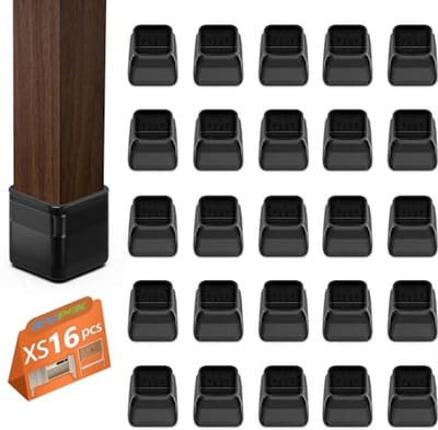 Vloerbeschermers voor Stoelen met Vilt - Vierkante Stoelpootdoppen in Zwart - Groot (32-40 mm)