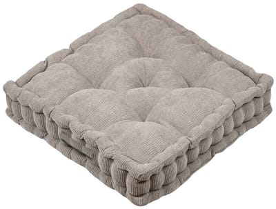 Stof Textile Vloerkussen Ribcord - taupe - polyester - 45 x 45 x 10 cm - vierkant - Extra dik - extra zitplaatsen - spelen - gamen - relaxen