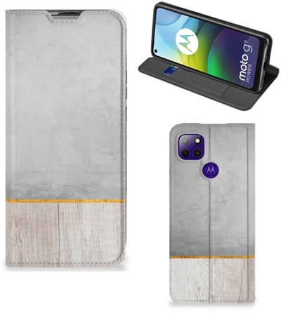 Motorola Moto G9 Power Book Wallet Case Wood Concrete