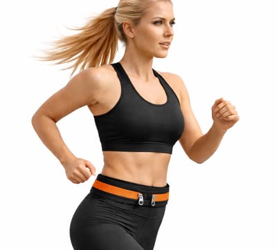 Running Belt Dames I Heuptas I Elastische Heuptas I Sporttas I Hardlooptas I Fanny Pack I Zip Pouch I Zwart/Oranje