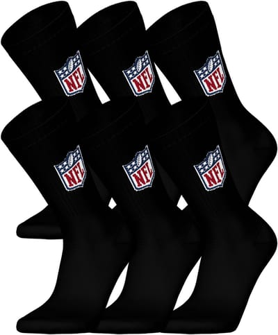 NFL SHIELD Crew Socks - 6-pack - Zwart - Maat 43/46