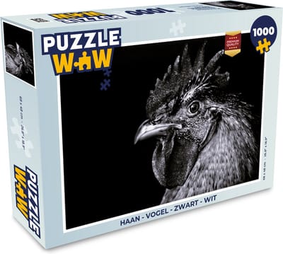 Puzzel Haan - Vogel - Zwart - Wit - Legpuzzel - Puzzel 1000 stukjes volwassenen
