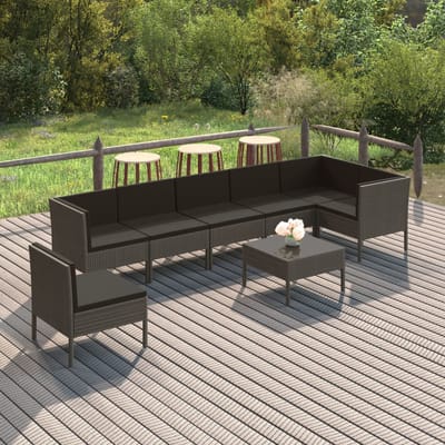 vidaXL - 8-delige - Loungeset - met - kussens - poly - rattan - grijs